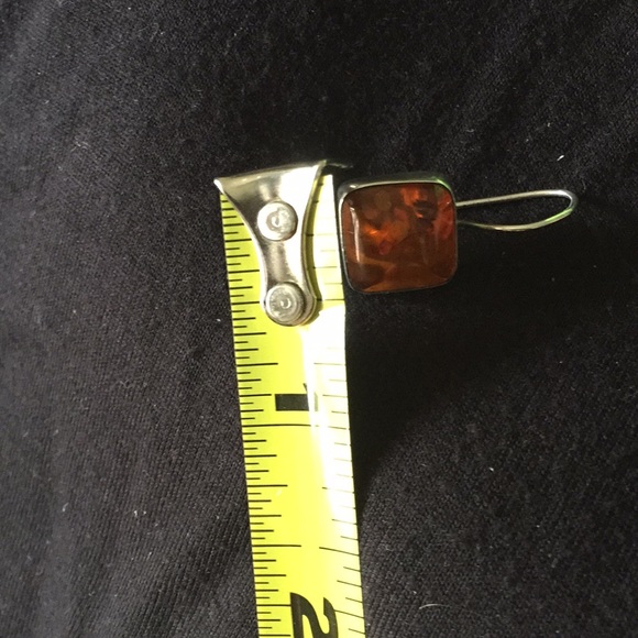 Sterling Silver with Amber Earrings - Picture 6 of 6